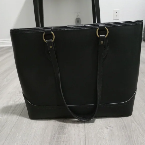 Black Leather Tote Bag - Picture 2 of 4